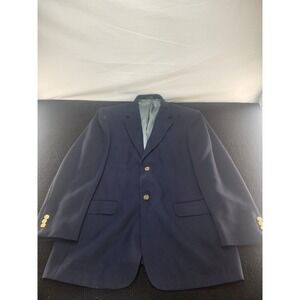 Stafford Performance Men Suit 48 Navy 100% Wool Single Breasted Classic Blazer